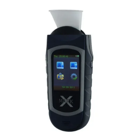 Alcovisor Mark X Alcohol Breathalyser switched on with the alternative mouth piece attached Alcovisor Mark X Alcohol Breathalyser switched on with the alternative mouth piece attached