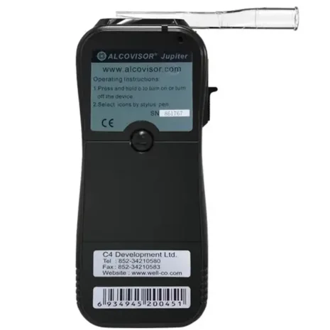 Alcovisor Jupiter Alcohol Breathalyser with built-in Printer Back View Alcovisor Jupiter Alcohol Breathalyser with built-in Printer Back View
